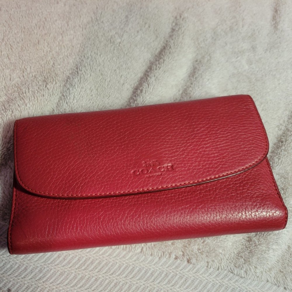 Coach Pebbled Leather Checkbook Wallet and Matching Checkbook